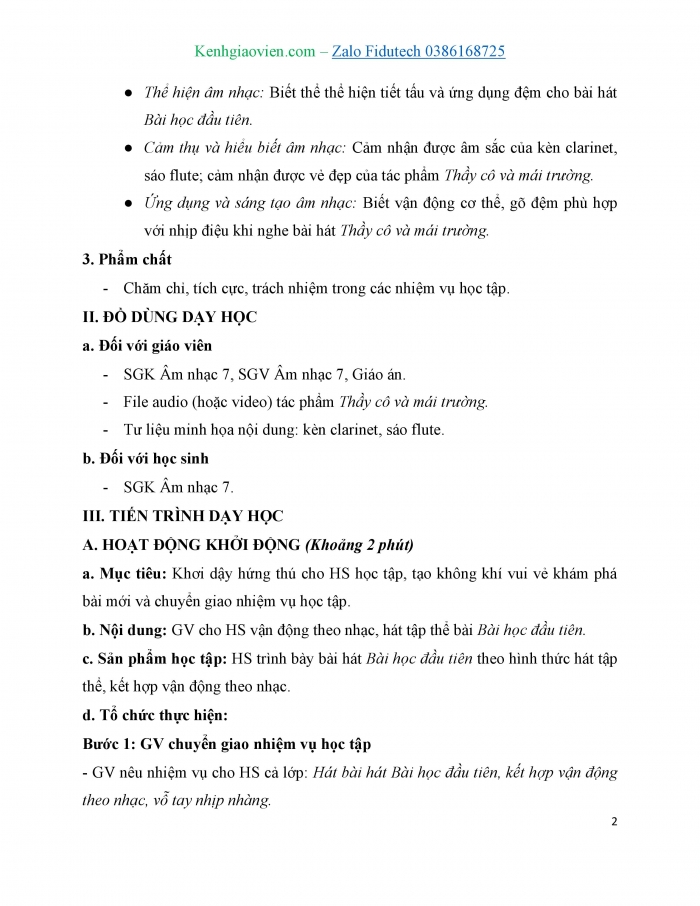 Giáo án và PPT Âm nhạc 7 cánh diều Tiết 2: Kèn clarinet và sáo flute, Ôn tập Bài học đầu tiên, Thể hiện tiết tấu và ứng dụng đệm cho bài hát, Nghe Thầy cô và mái trường