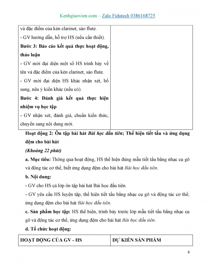 Giáo án và PPT Âm nhạc 7 cánh diều Tiết 2: Kèn clarinet và sáo flute, Ôn tập Bài học đầu tiên, Thể hiện tiết tấu và ứng dụng đệm cho bài hát, Nghe Thầy cô và mái trường