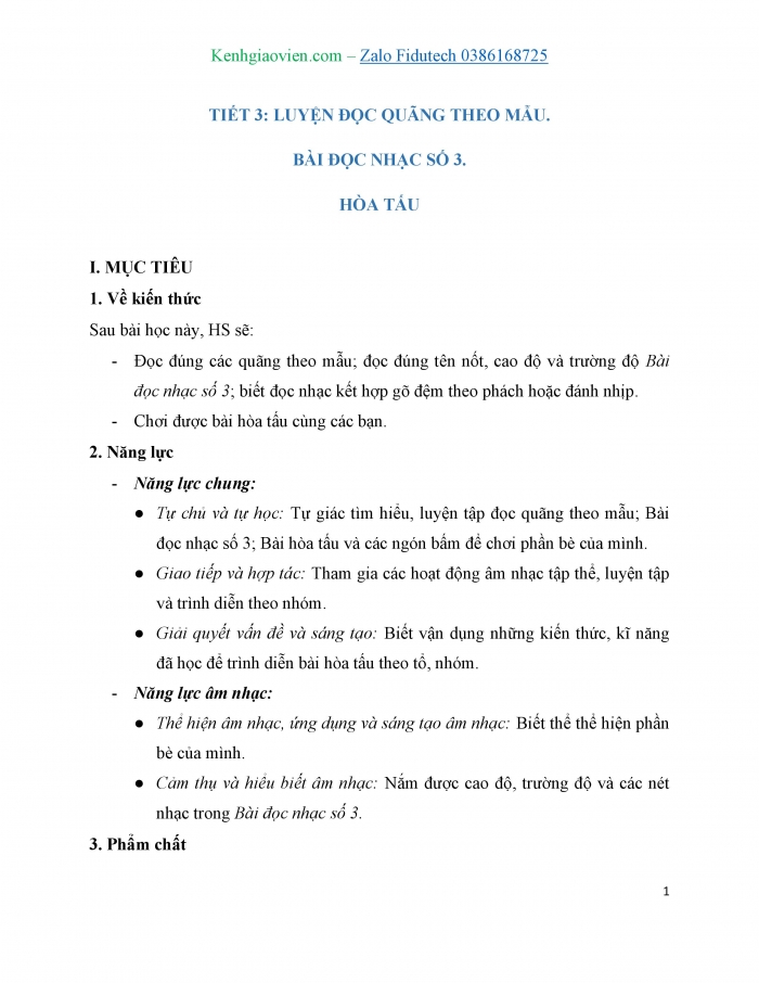 Giáo án và PPT Âm nhạc 7 cánh diều Tiết 3: Luyện đọc quãng theo mẫu, Bài đọc nhạc số 3, Hoà tấu