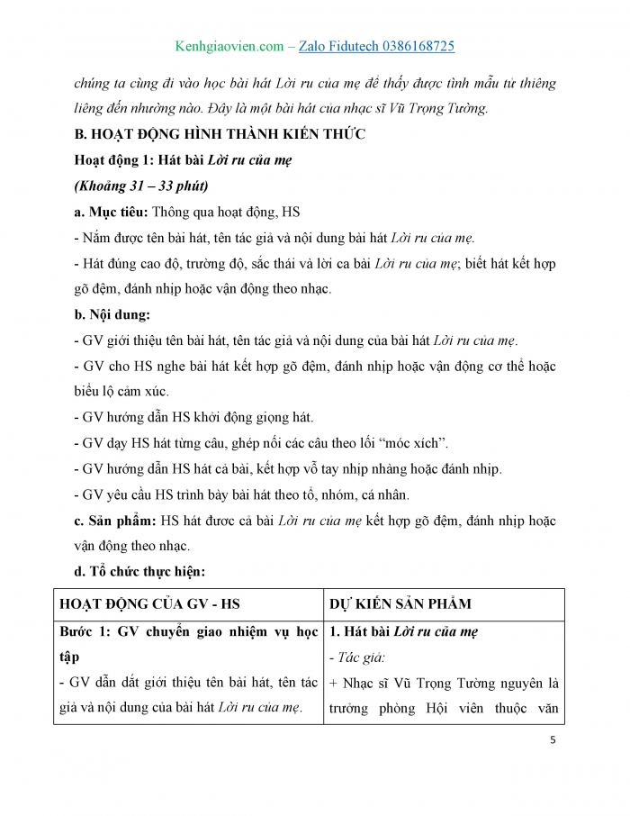 Giáo án và PPT Âm nhạc 7 cánh diều Tiết 1: Lời ru của mẹ, Hát theo cách riêng của mình
