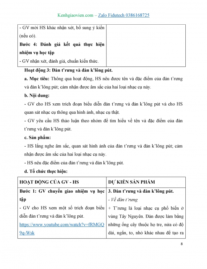 Giáo án và PPT Âm nhạc 7 cánh diều Tiết 2: Hoà tấu, Nghe Tây Nguyên chào Mặt Trời, Đàn t’rưng và đàn k’lông pút