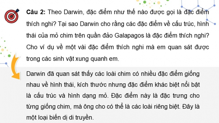 Giáo án điện tử Sinh học 12 kết nối Bài 20: Quan niệm của Darwin về chọn lọc tự nhiên và hình thành loài