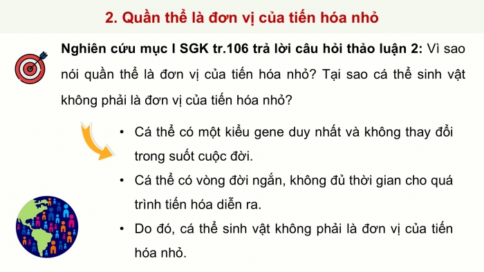 Giáo án điện tử Sinh học 12 kết nối Bài 21: Học thuyết tiến hoá tổng hợp hiện đại