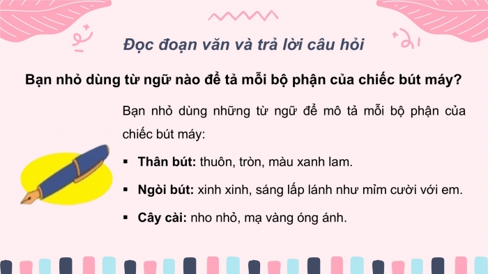 Giáo án điện tử Tiếng Việt 2 chân trời Bài 2: Tả đồ vật quen thuộc