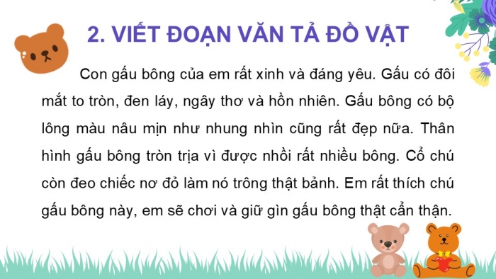 Giáo án điện tử Tiếng Việt 2 chân trời Bài 2: Luyện tập tả đồ vật quen thuộc (tiếp theo)