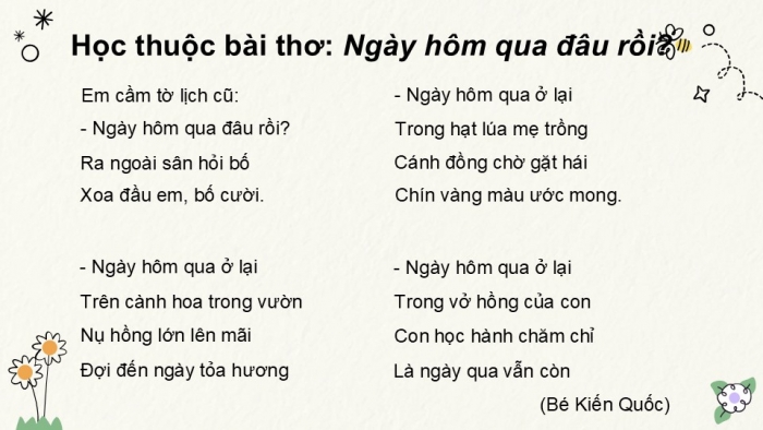 Giáo án điện tử tiếng Việt 2 kết nối Bài 2: Ngày hôm qua đâu rồi?