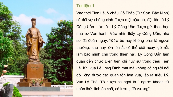 Giáo án điện tử Lịch sử và Địa lí 5 chân trời Bài 9: Triều Lý và việc định đô ở Thăng Long