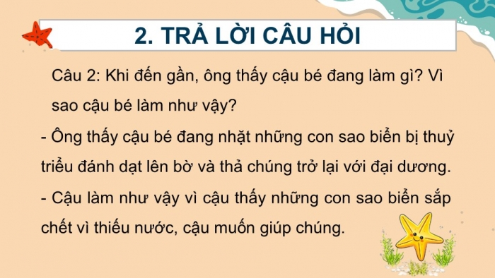 Giáo án điện tử Tiếng Việt 2 kết nối Bài 15: Những con sao biển