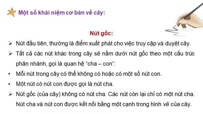 Giáo án điện tử chuyên đề Khoa học máy tính 12 chân trời Bài 2.1: Cây và cây nhị phân