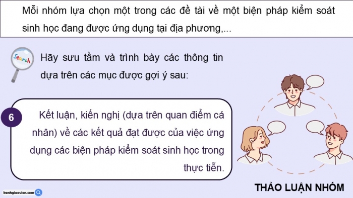 Giáo án điện tử chuyên đề Sinh học 12 chân trời Bài 7 Dự án: Điều tra ứng dụng kiểm soát sinh học tại địa phương