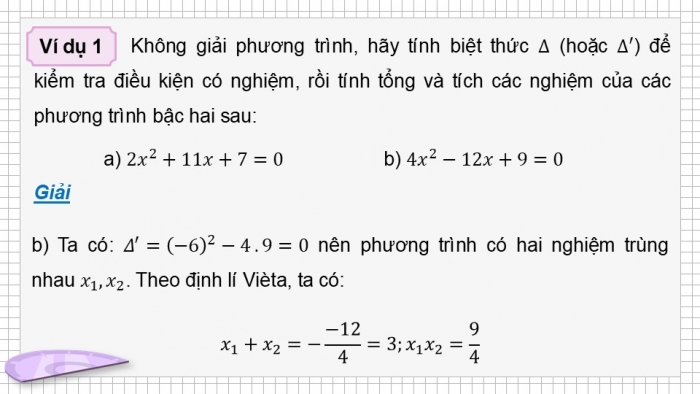 Giáo án điện tử Toán 9 kết nối Bài 20: Định lí Viète và ứng dụng