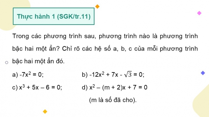 Giáo án điện tử Toán 9 chân trời Bài 2: Phương trình bậc hai một ẩn