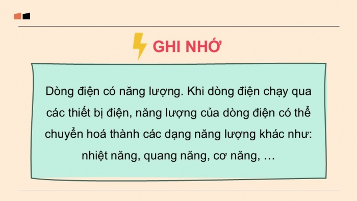 Giáo án điện tử KHTN 9 cánh diều - Phân môn Vật lí Bài 10: Năng lượng của dòng điện và công suất điện