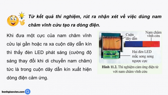 Giáo án điện tử KHTN 9 cánh diều - Phân môn Vật lí Bài 11: Cảm ứng điện từ. Nguyên tắc tạo ra dòng điện xoay chiều