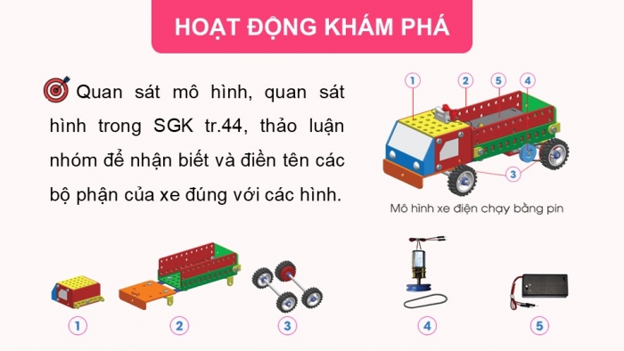 Giáo án điện tử Công nghệ 5 cánh diều Bài 8: Lắp ráp mô hình xe điện chạy bằng pin