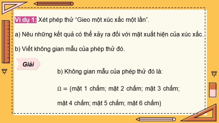 Giáo án điện tử Toán 9 cánh diều Bài 4: Phép thử ngẫu nhiên và không gian mẫu. Xác suất của biến cố