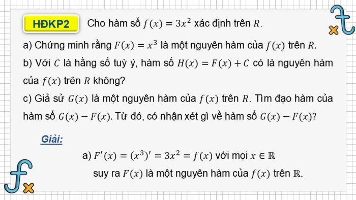 Giáo án điện tử Toán 12 chân trời Bài 1: Nguyên hàm