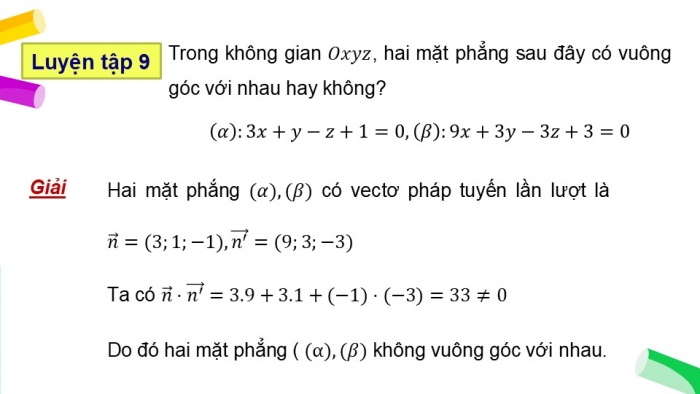 Giáo án điện tử Toán 12 kết nối Bài 14: Phương trình mặt phẳng (P2)