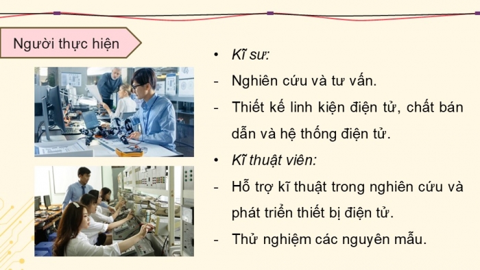 Giáo án điện tử Công nghệ 12 Điện - Điện tử Kết nối Bài 14: Ngành nghề và dịch vụ trong lĩnh vực kĩ thuật điện tử