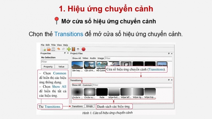 Giáo án điện tử Tin học 9 chân trời Bài 7B: Hiệu ứng chuyển cảnh