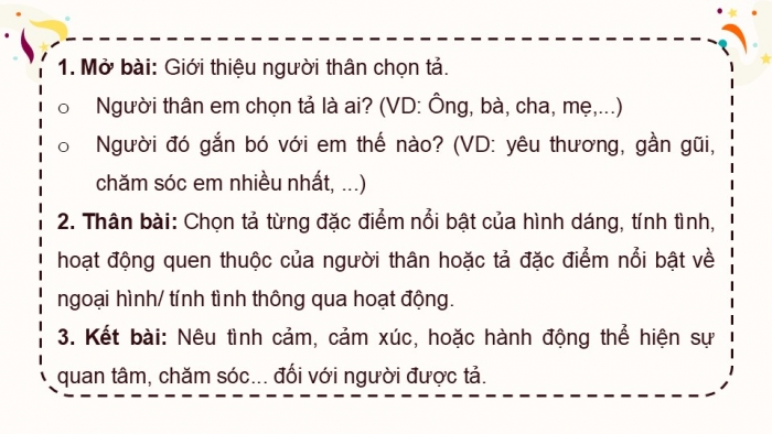 Giáo án điện tử Tiếng Việt 5 chân trời Bài 3: Lập dàn ý cho bài văn tả người