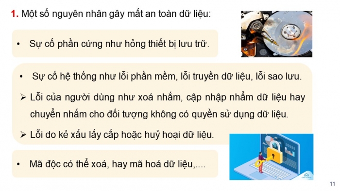 Giáo án điện tử chuyên đề Tin học ứng dụng 12 kết nối Bài 8: Bảo đảm an toàn dữ liệu