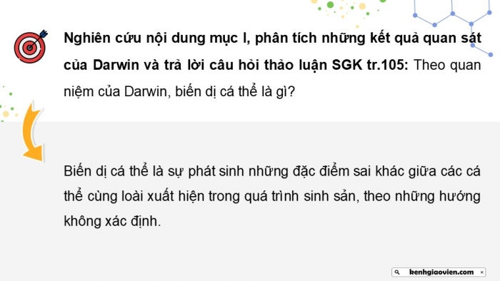 Giáo án điện tử Sinh học 12 chân trời Bài 16: Quan niệm của Darwin về chọn lọc tự nhiên và hình thành loài