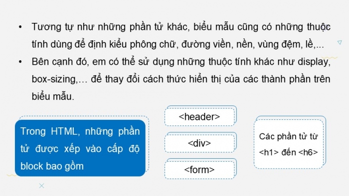 Giáo án điện tử Khoa học máy tính 12 chân trời Bài F12: Định kiểu CSS cho biểu mẫu