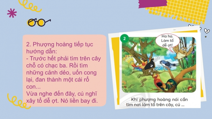 Giáo án điện tử Tiếng Việt 2 chân trời Bài 4: Mở rộng vốn từ Trường học (tiếp theo), Nghe – kể Loài chim học xây tổ