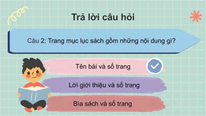 Giáo án điện tử Tiếng Việt 2 chân trời Bài 2: Đọc Mục lục sách, Nghe – viết Mẹ của Oanh, Phân biệt eo/oeo, d/r, ăc/ăt