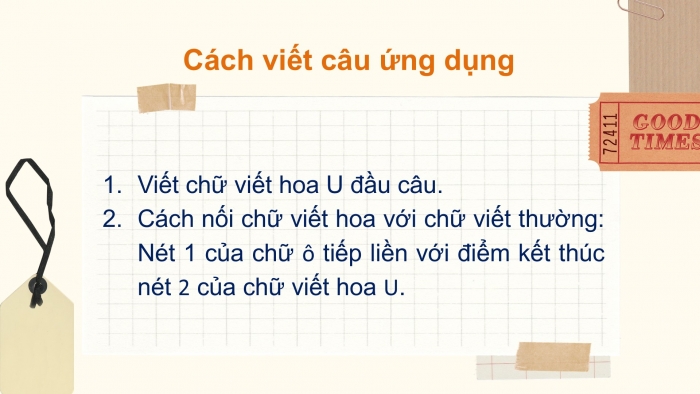 Giáo án điện tử Tiếng Việt 2 chân trời Bài 1: Viết chữ hoa U Ư, Từ chỉ sự vật, Câu kiểu Ai làm gì?