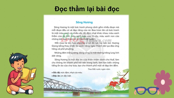 Giáo án điện tử Tiếng Việt 2 chân trời Bài 4: Đọc Sông Hương, Nghe – viết Sông Hương, Phân biệt eo/oe, iu/iêu, an/ang