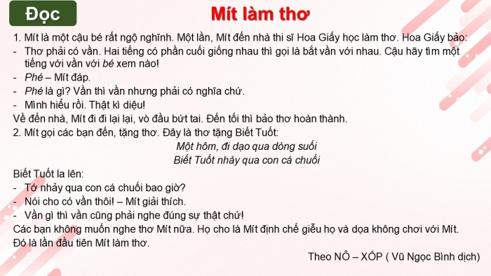 Giáo án điện tử Tiếng Việt 2 cánh diều Bài 3: Mít làm thơ