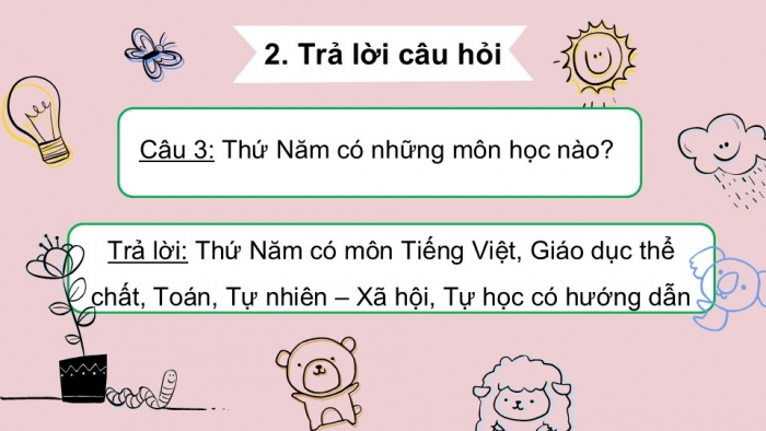 Giáo án điện tử tiếng Việt 2 kết nối Bài 10: Thời khoá biểu