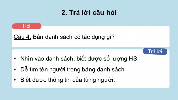 Giáo án điện tử tiếng Việt 2 kết nối Bài 12: Danh sách học sinh