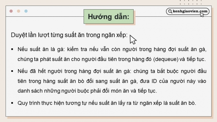 Giáo án điện tử chuyên đề khoa học máy tính 12 kết nối bài 5: Thực hành kiểu dữ liệu ngăn xếp và hàng đợi