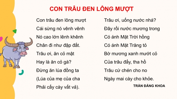 Giáo án điện tử Tiếng Việt 2 cánh diều Bài 20: Con trâu đen lông mượt