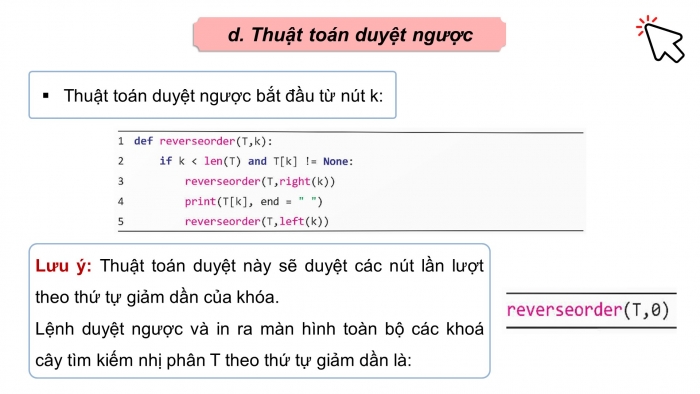 Giáo án điện tử chuyên đề Khoa học máy tính 12 kết nối Bài 9: Các thuật toán duyệt trên cây tìm kiếm nhị phân