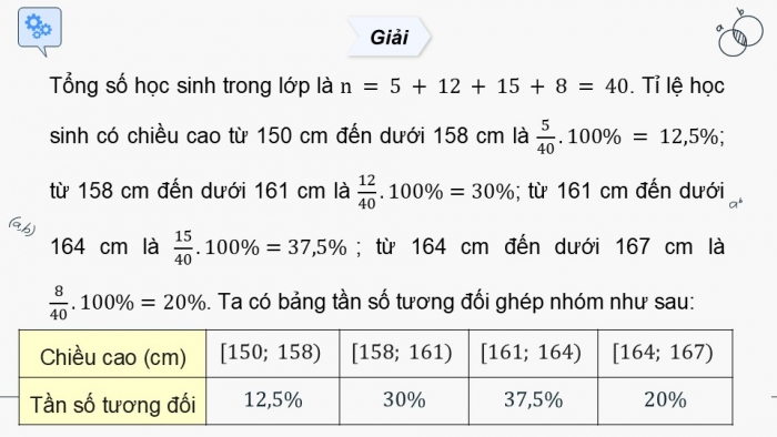 Giáo án điện tử Toán 9 kết nối Bài 24: Bảng tần số, tần số tương đối ghép nhóm và biểu đồ