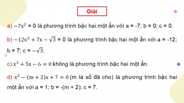 Giáo án điện tử Toán 9 chân trời Bài 2: Phương trình bậc hai một ẩn