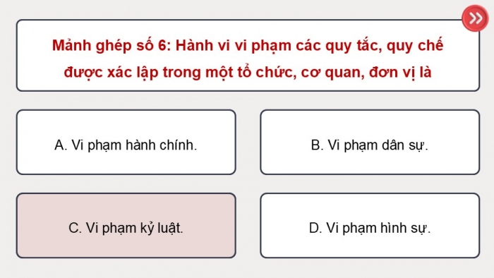 Giáo án điện tử Công dân 9 kết nối Bài 9: Vi phạm pháp luật và trách nhiệm pháp lí (P2)