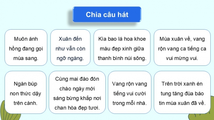 Giáo án điện tử Âm nhạc 9 chân trời Bài 11: Hát Mùa xuân đã về, Nhạc cụ thể hiện giai điệu Bài thực hành số 3