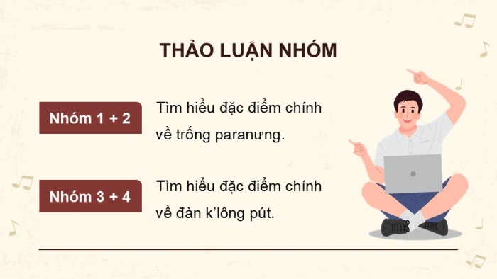 Giáo án điện tử Âm nhạc 9 chân trời Bài 13: Thường thức âm nhạc Trống paranưng và đàn k'lông pút, Nghe nhạc Mùa xuân đến