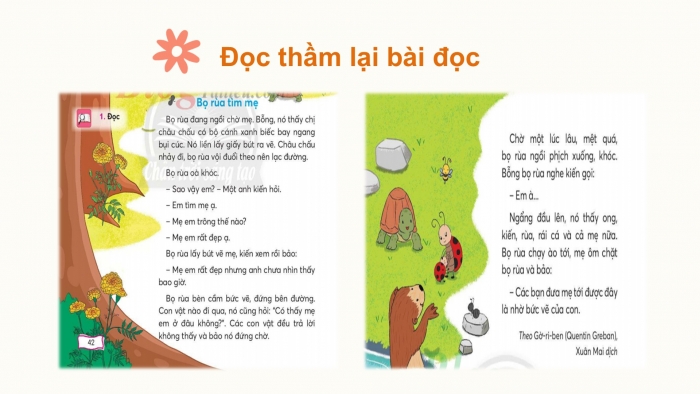 Giáo án điện tử Tiếng Việt 2 chân trời Bài 1: Đọc Bọ rùa tìm mẹ