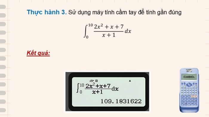 Giáo án điện tử Toán 12 chân trời Hoạt động thực hành và trải nghiệm Bài 1: Tính giá trị gần đúng tích phân bằng máy tính cầm tay