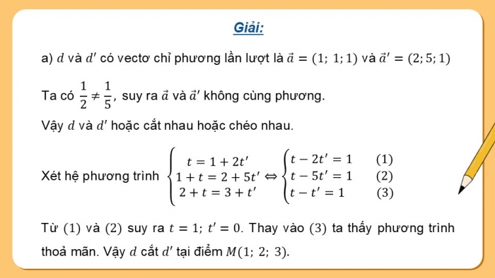 Giáo án điện tử Toán 12 chân trời Bài 2: Phương trình đường thẳng trong không gian (P2)