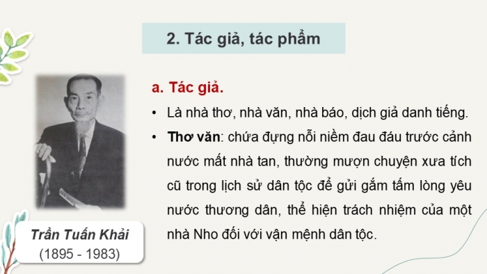 Giáo án điện tử Ngữ văn 9 chân trời Bài 8: Hai chữ nước nhà (Trần Tuấn Khải)