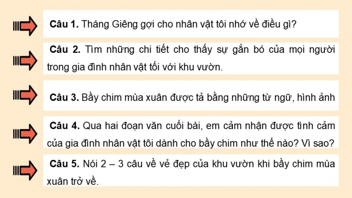 Giáo án điện tử Tiếng Việt 5 chân trời Bài 5: Bầy chim mùa xuân