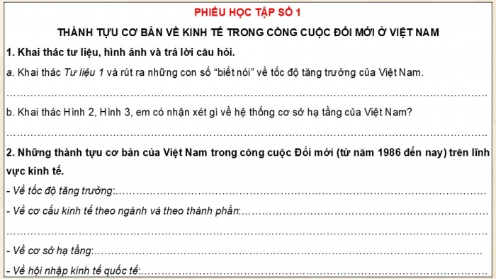 Giáo án điện tử Lịch sử 12 kết nối Bài 11: Thành tựu cơ bản và bài học của công cuộc Đổi mới ở Việt Nam từ năm 1986 đến nay