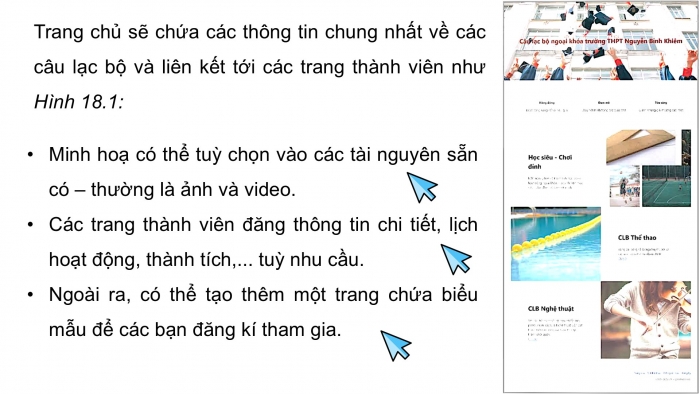 Giáo án điện tử Tin học ứng dụng 12 kết nối Bài 18: Thực hành tổng hợp thiết kế trang web